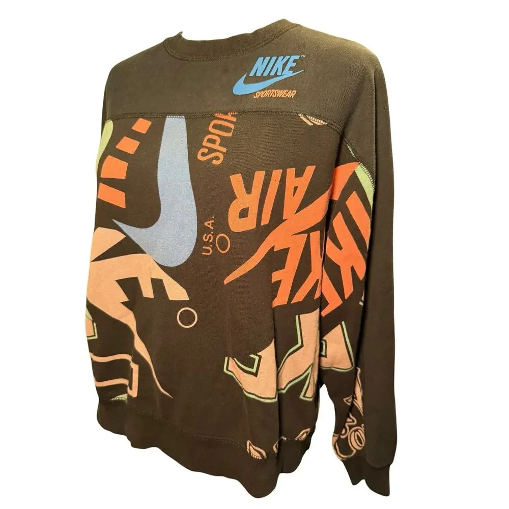 Nike Graphic Streetwear Logo Crewneck Sweatshirt, Multicolor, Women's Small